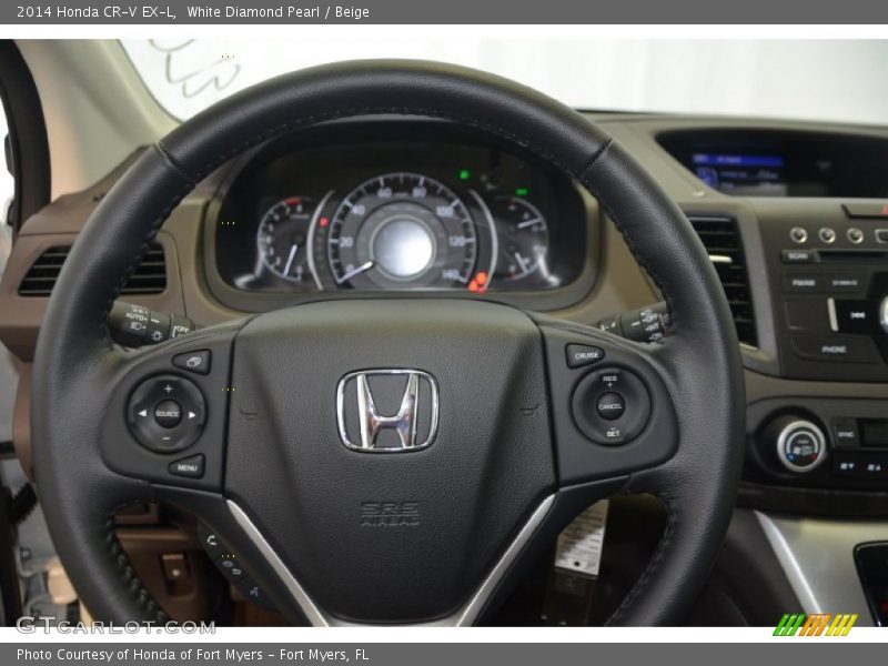 White Diamond Pearl / Beige 2014 Honda CR-V EX-L
