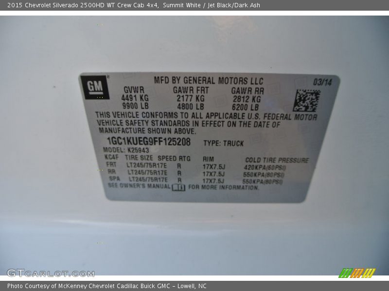Summit White / Jet Black/Dark Ash 2015 Chevrolet Silverado 2500HD WT Crew Cab 4x4