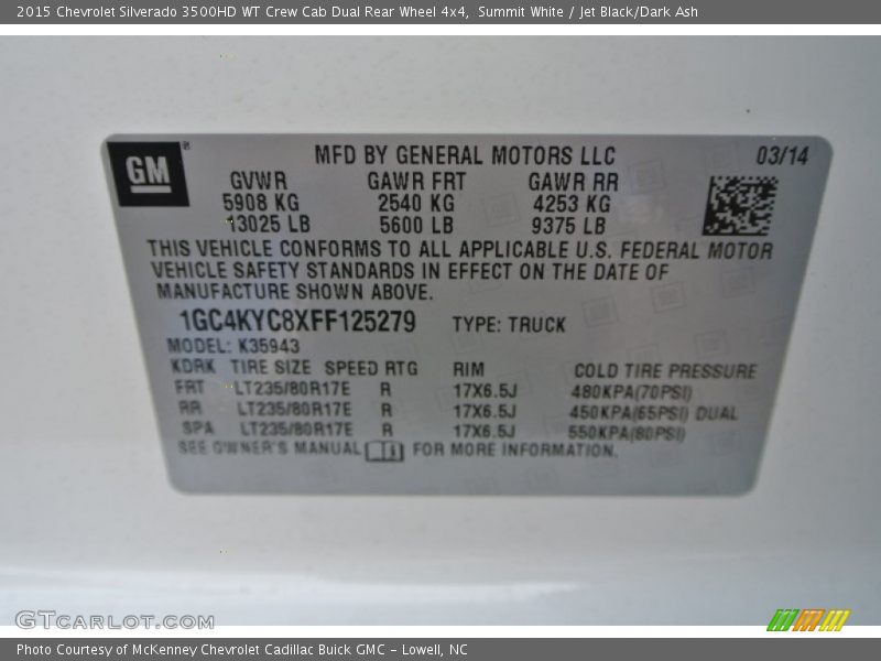 Summit White / Jet Black/Dark Ash 2015 Chevrolet Silverado 3500HD WT Crew Cab Dual Rear Wheel 4x4