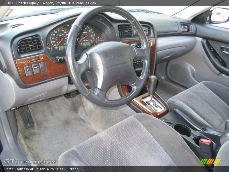 Mystic Blue Pearl / Gray 2003 Subaru Legacy L Wagon