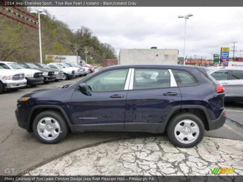 True Blue Pearl / Iceland - Black/Iceland Gray 2014 Jeep Cherokee Sport