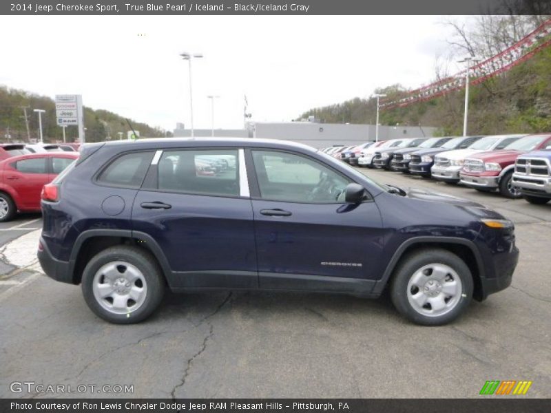 True Blue Pearl / Iceland - Black/Iceland Gray 2014 Jeep Cherokee Sport