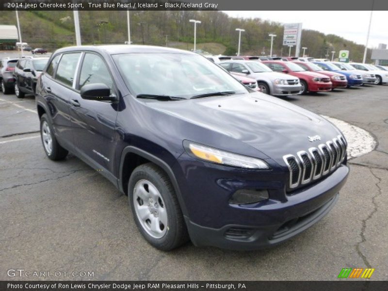 True Blue Pearl / Iceland - Black/Iceland Gray 2014 Jeep Cherokee Sport