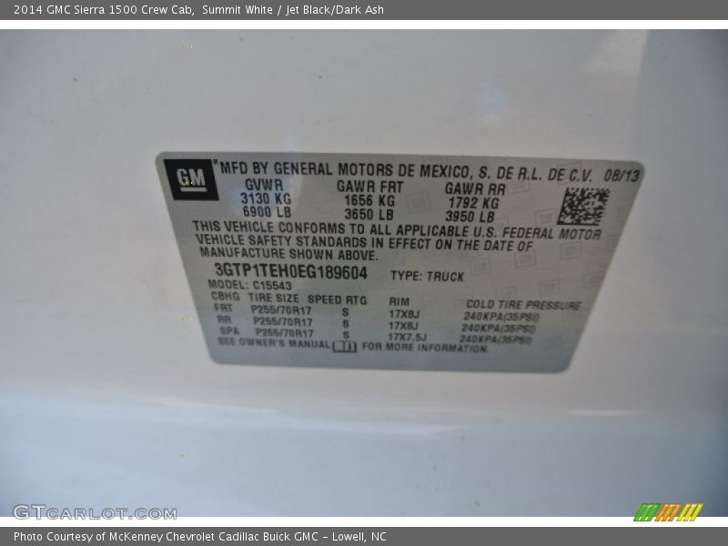 Summit White / Jet Black/Dark Ash 2014 GMC Sierra 1500 Crew Cab