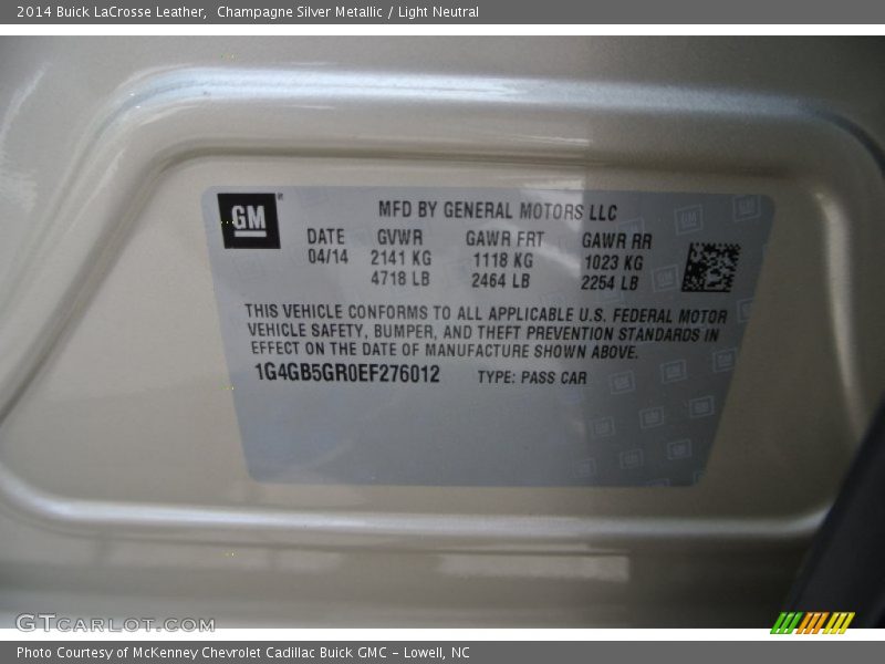 Champagne Silver Metallic / Light Neutral 2014 Buick LaCrosse Leather