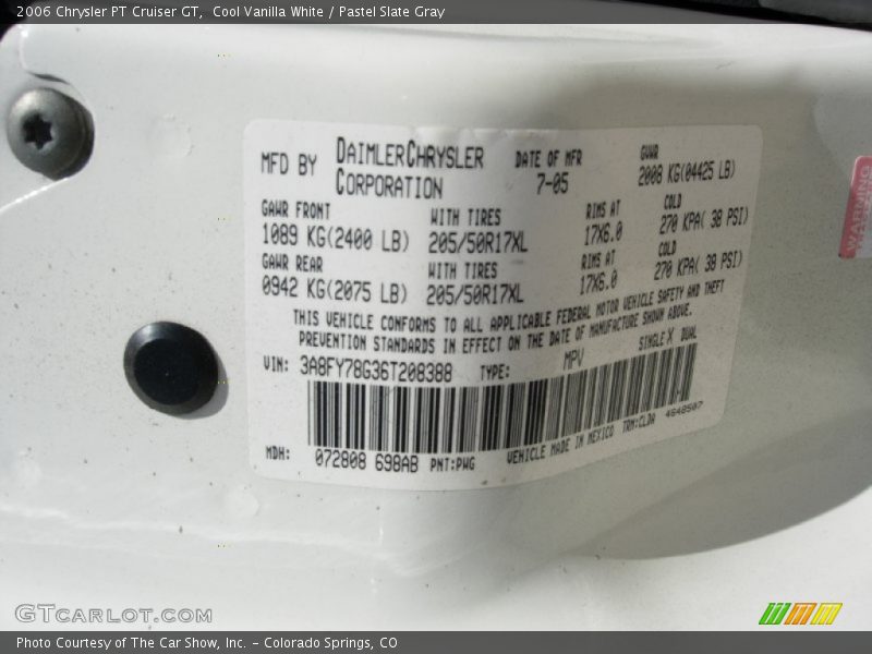 Cool Vanilla White / Pastel Slate Gray 2006 Chrysler PT Cruiser GT