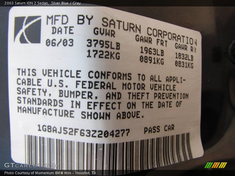 Silver Blue / Gray 2003 Saturn ION 2 Sedan