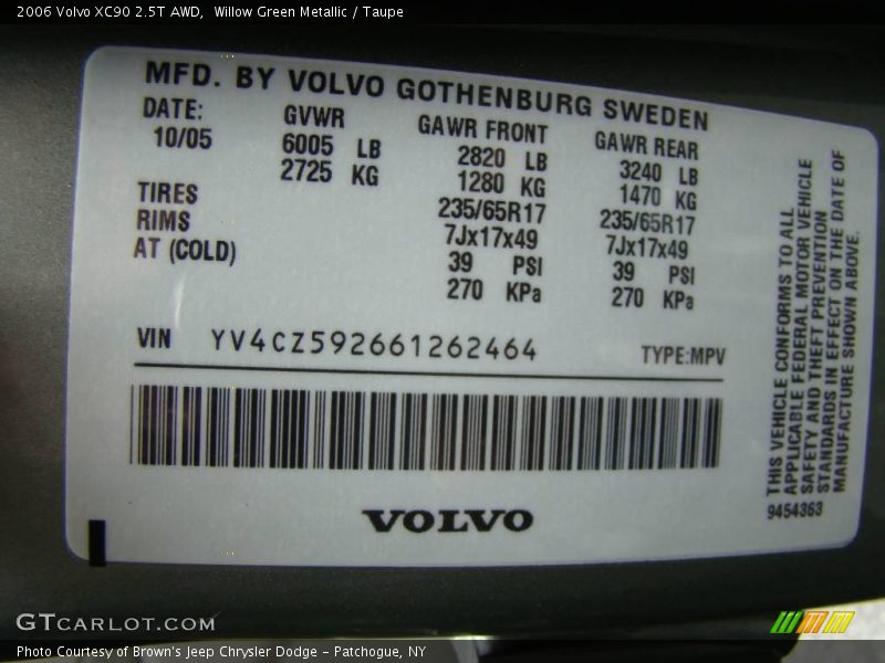 Willow Green Metallic / Taupe 2006 Volvo XC90 2.5T AWD