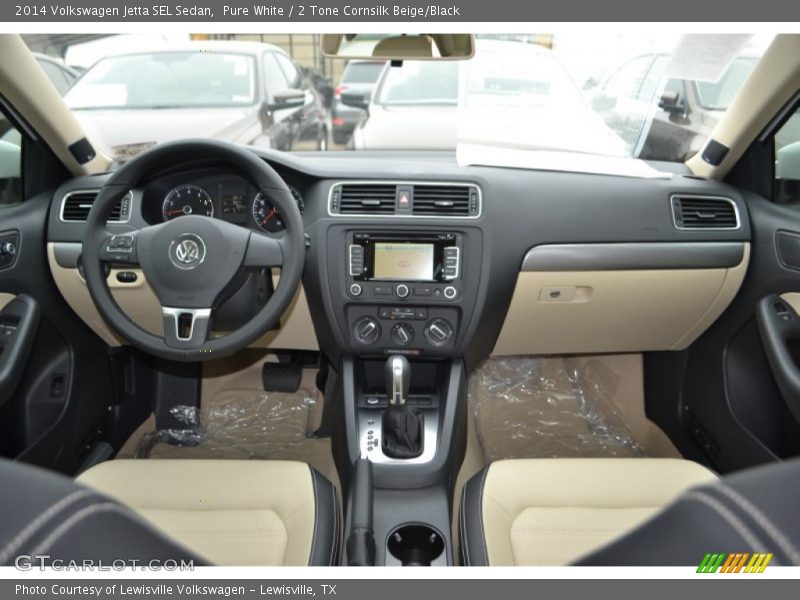 Pure White / 2 Tone Cornsilk Beige/Black 2014 Volkswagen Jetta SEL Sedan