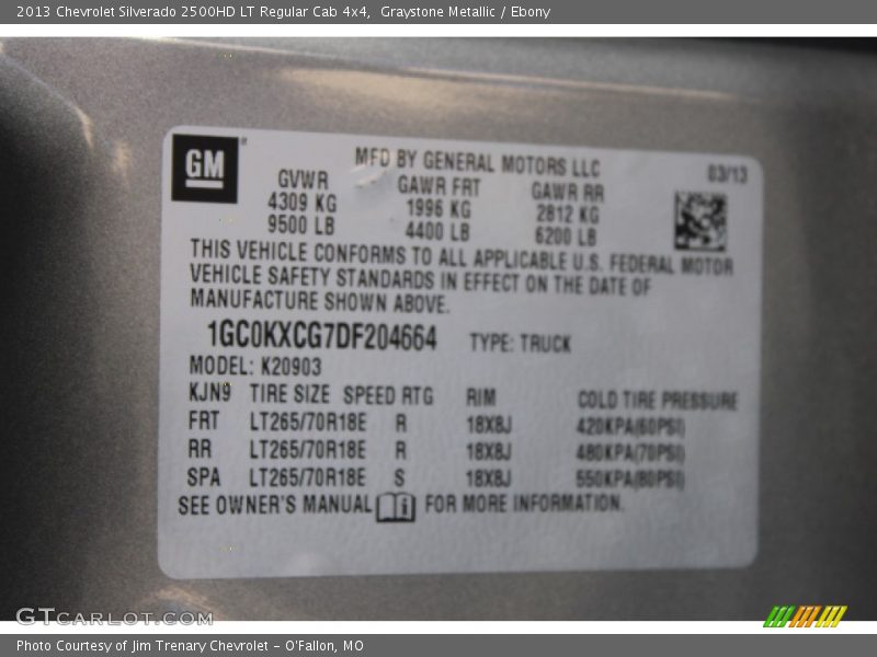 Graystone Metallic / Ebony 2013 Chevrolet Silverado 2500HD LT Regular Cab 4x4