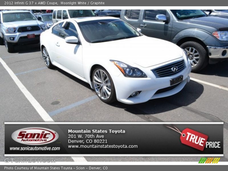 Moonlight White / Graphite 2012 Infiniti G 37 x AWD Coupe