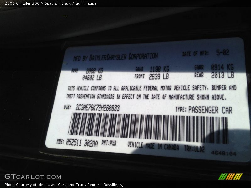 Black / Light Taupe 2002 Chrysler 300 M Special