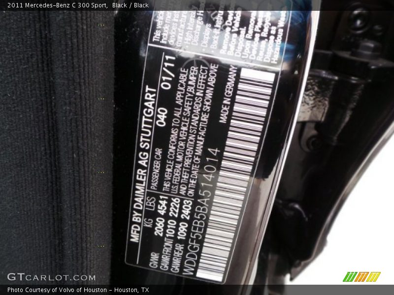 Black / Black 2011 Mercedes-Benz C 300 Sport
