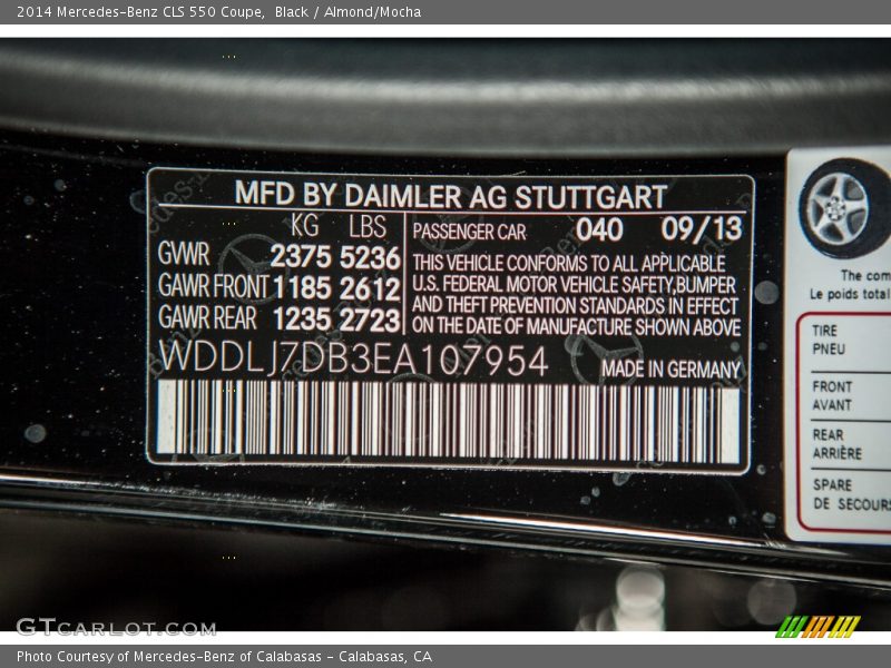 Black / Almond/Mocha 2014 Mercedes-Benz CLS 550 Coupe