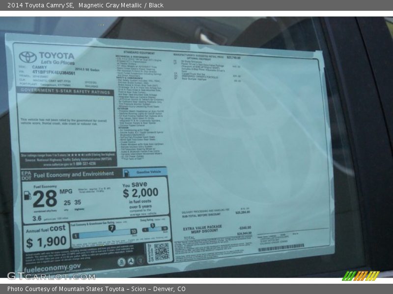 Magnetic Gray Metallic / Black 2014 Toyota Camry SE