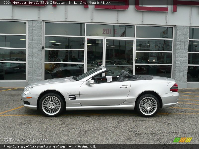 Brilliant Silver Metallic / Black 2004 Mercedes-Benz SL 55 AMG Roadster