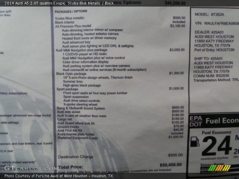 Scuba Blue Metallic / Black 2014 Audi A5 2.0T quattro Coupe