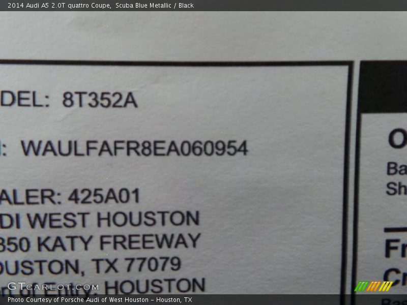 Scuba Blue Metallic / Black 2014 Audi A5 2.0T quattro Coupe