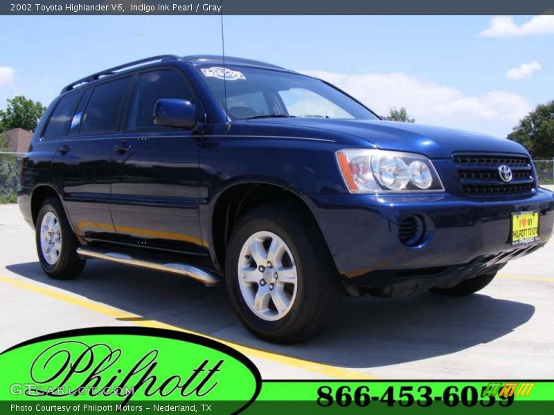 Indigo Ink Pearl / Gray 2002 Toyota Highlander V6