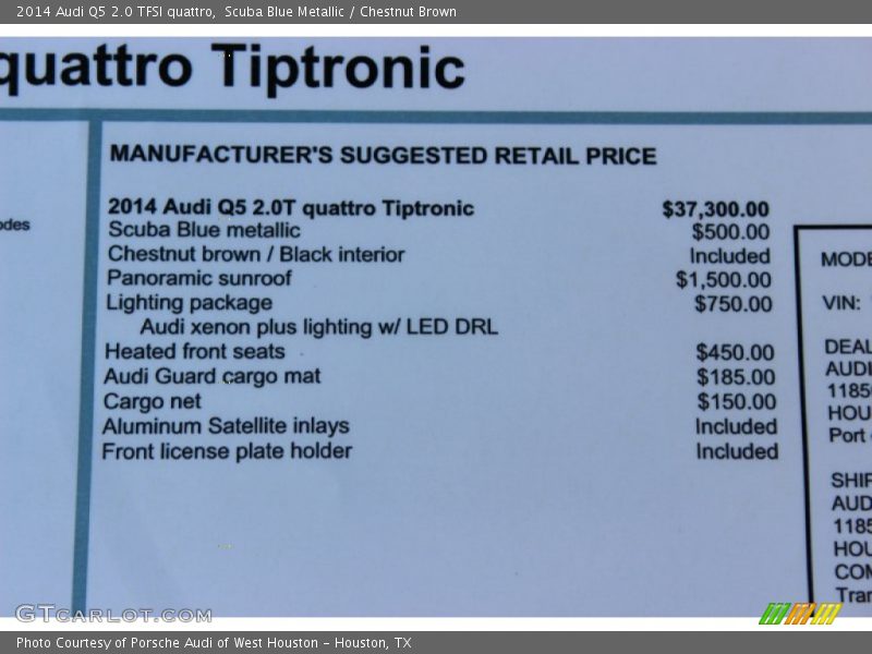 Scuba Blue Metallic / Chestnut Brown 2014 Audi Q5 2.0 TFSI quattro