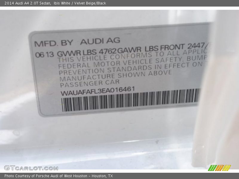 Ibis White / Velvet Beige/Black 2014 Audi A4 2.0T Sedan