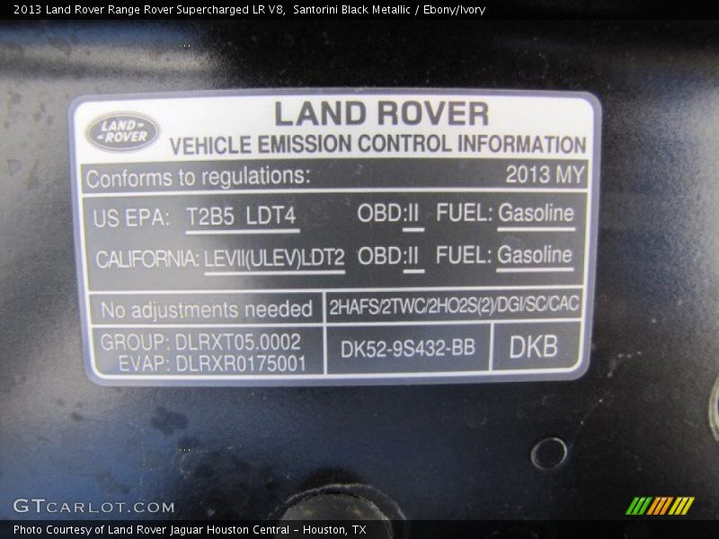 Santorini Black Metallic / Ebony/Ivory 2013 Land Rover Range Rover Supercharged LR V8