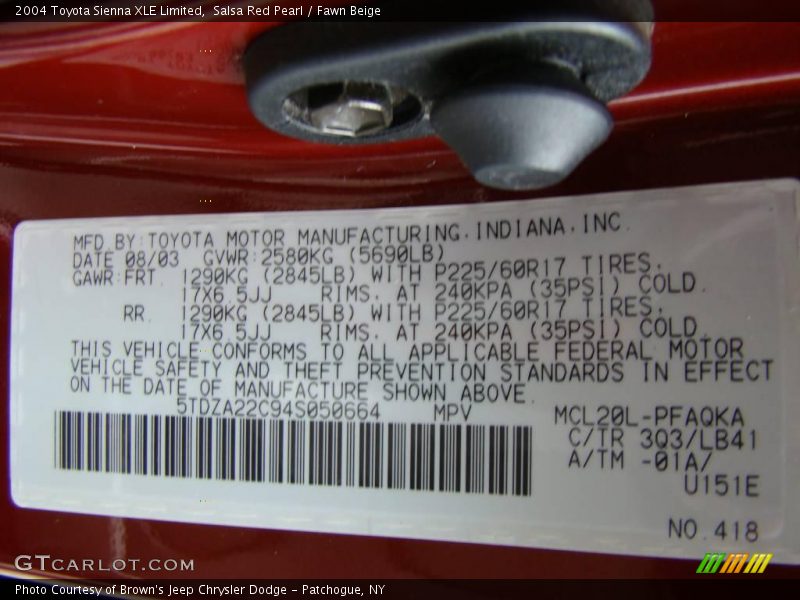Salsa Red Pearl / Fawn Beige 2004 Toyota Sienna XLE Limited