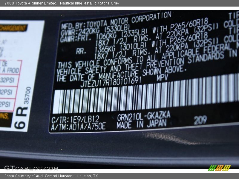 Nautical Blue Metallic / Stone Gray 2008 Toyota 4Runner Limited