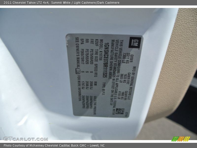 Summit White / Light Cashmere/Dark Cashmere 2011 Chevrolet Tahoe LTZ 4x4
