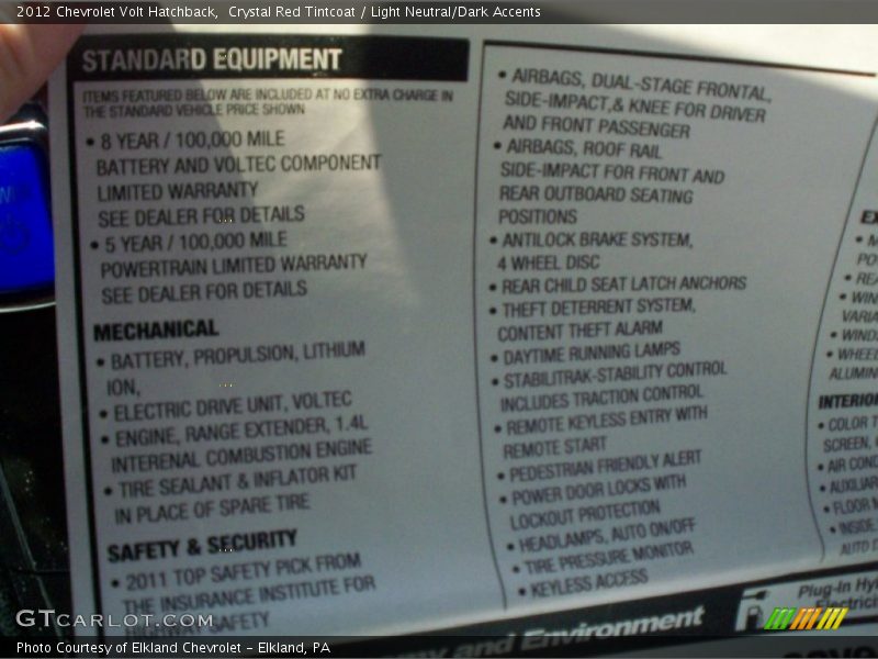 Crystal Red Tintcoat / Light Neutral/Dark Accents 2012 Chevrolet Volt Hatchback