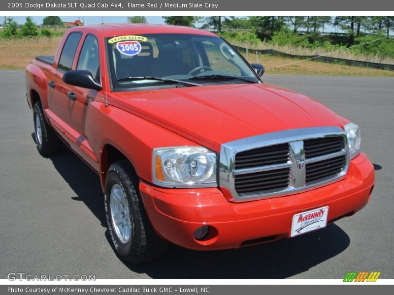 Flame Red / Medium Slate Gray 2005 Dodge Dakota SLT Quad Cab 4x4