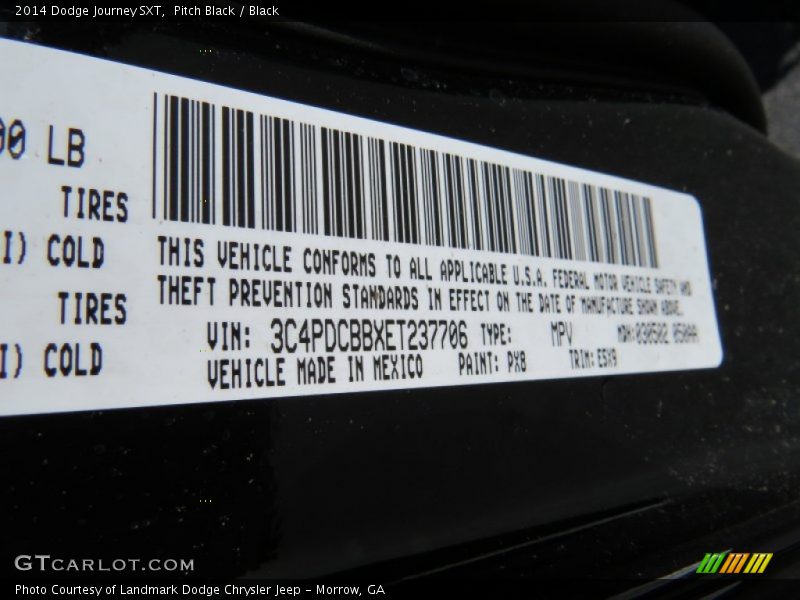 Pitch Black / Black 2014 Dodge Journey SXT