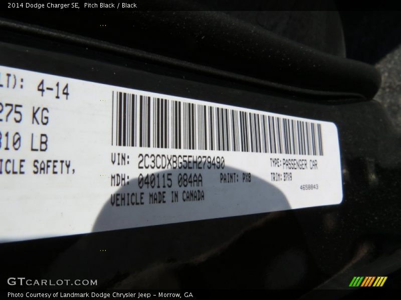 Pitch Black / Black 2014 Dodge Charger SE