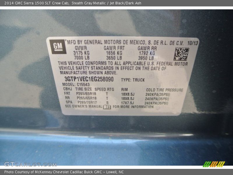 Stealth Gray Metallic / Jet Black/Dark Ash 2014 GMC Sierra 1500 SLT Crew Cab