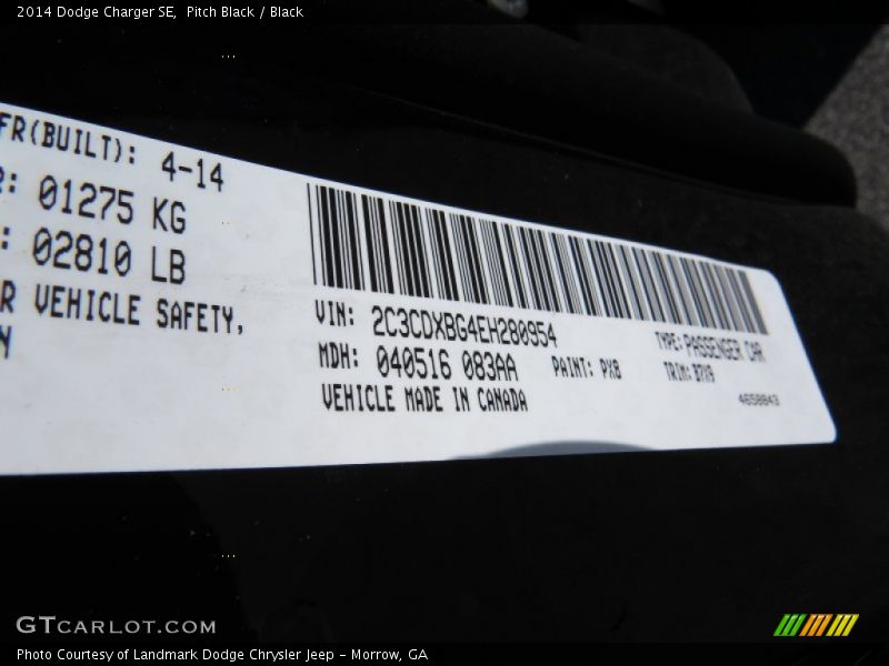 Pitch Black / Black 2014 Dodge Charger SE