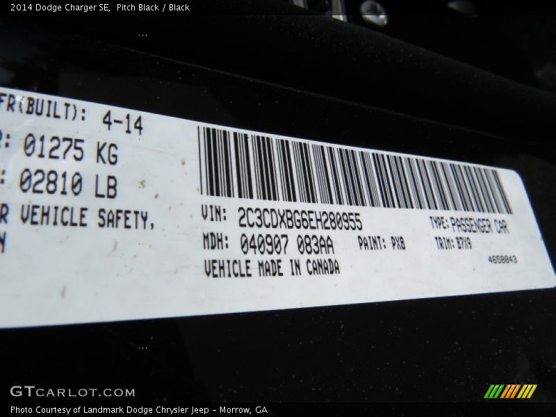 Pitch Black / Black 2014 Dodge Charger SE