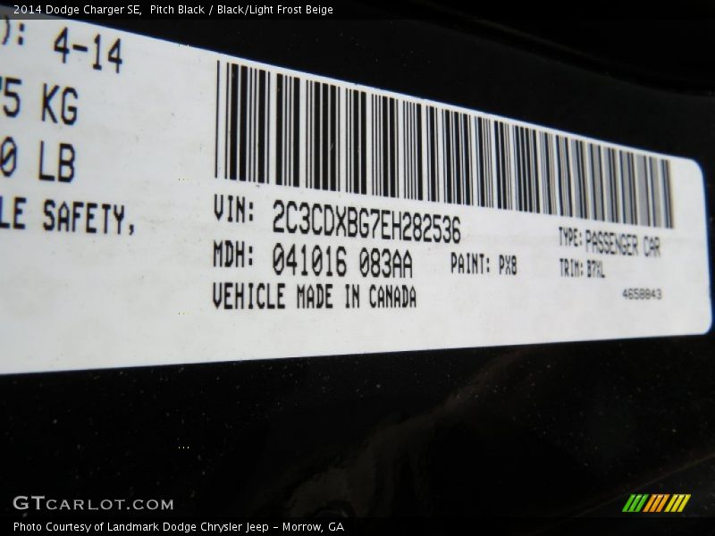 Pitch Black / Black/Light Frost Beige 2014 Dodge Charger SE