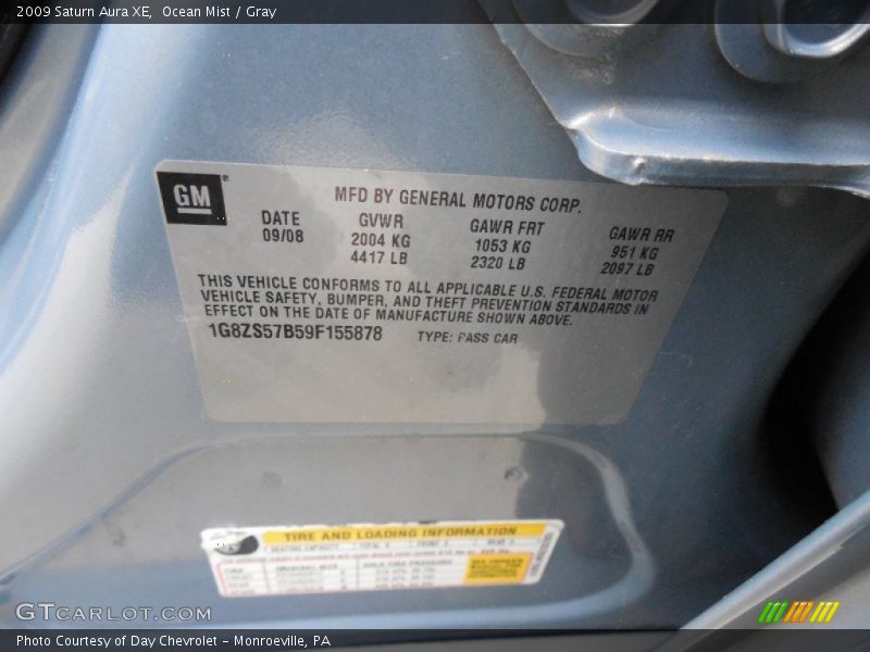 Ocean Mist / Gray 2009 Saturn Aura XE