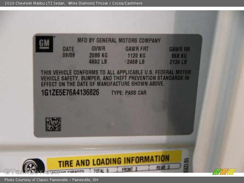 White Diamond Tricoat / Cocoa/Cashmere 2010 Chevrolet Malibu LTZ Sedan