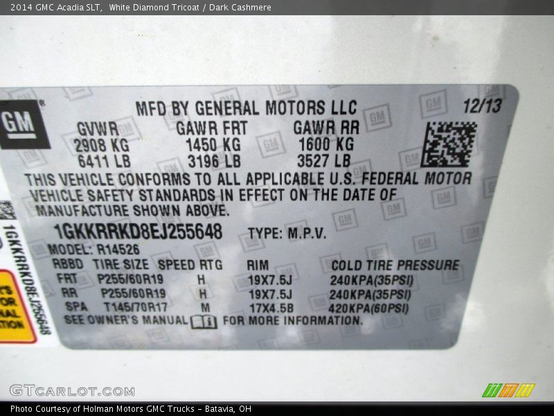 White Diamond Tricoat / Dark Cashmere 2014 GMC Acadia SLT