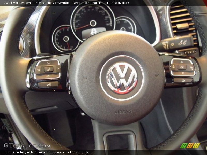 Deep Black Pearl Metallic / Red/Black 2014 Volkswagen Beetle R-Line Convertible