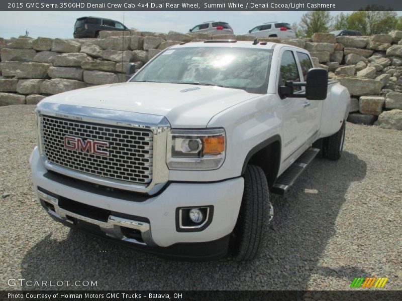 Summit White / Denali Cocoa/Light Cashmere 2015 GMC Sierra 3500HD Denali Crew Cab 4x4 Dual Rear Wheel