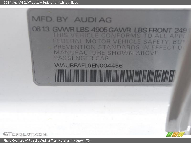 Ibis White / Black 2014 Audi A4 2.0T quattro Sedan