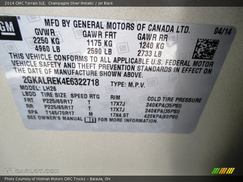 Champagne Silver Metallic / Jet Black 2014 GMC Terrain SLE