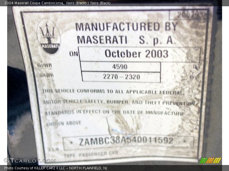 Nero (Black) / Nero (Black) 2004 Maserati Coupe Cambiocorsa