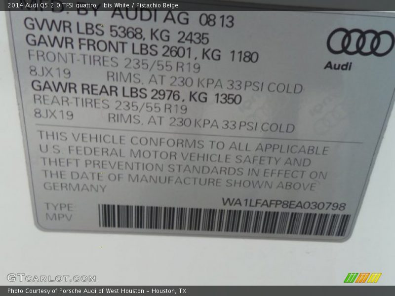 Ibis White / Pistachio Beige 2014 Audi Q5 2.0 TFSI quattro