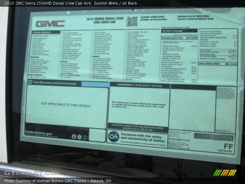  2015 Sierra 2500HD Denali Crew Cab 4x4 Window Sticker