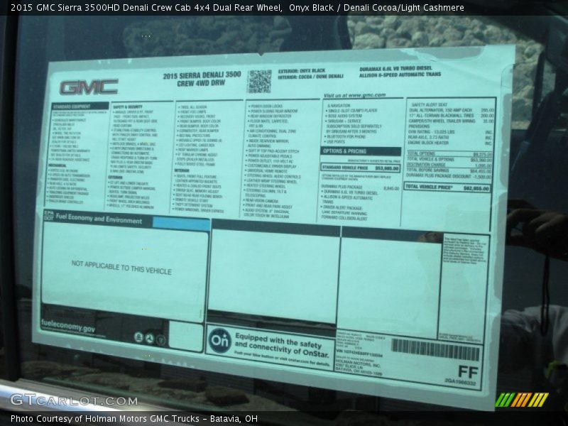  2015 Sierra 3500HD Denali Crew Cab 4x4 Dual Rear Wheel Window Sticker