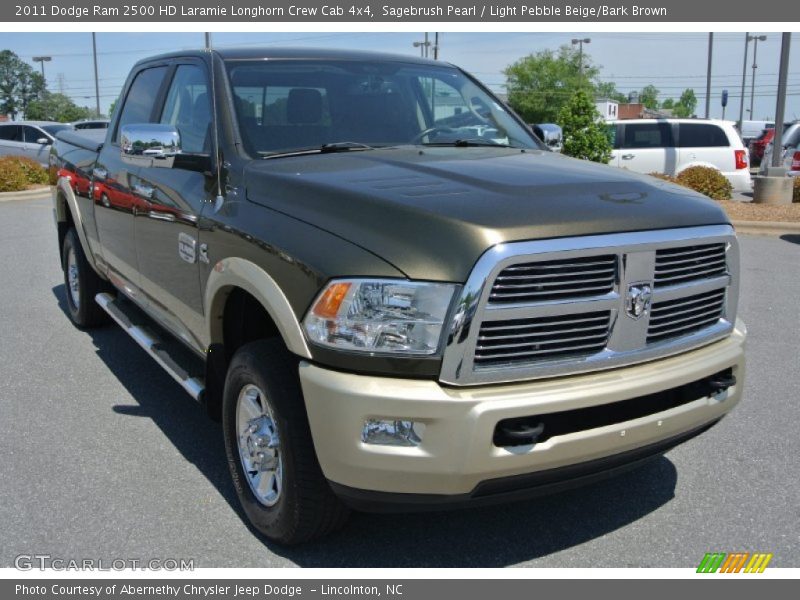 Sagebrush Pearl / Light Pebble Beige/Bark Brown 2011 Dodge Ram 2500 HD Laramie Longhorn Crew Cab 4x4