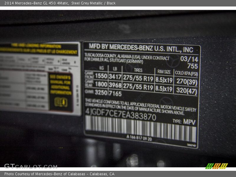 Steel Grey Metallic / Black 2014 Mercedes-Benz GL 450 4Matic
